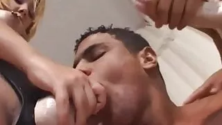 Spit roasted by two dommes with strapons