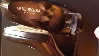 cum on girlfriend  black fancy high heels