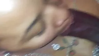 face with red lipstick