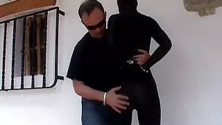 Redhead vixen put in bodysuit and handcuffed for bdsm fantsy