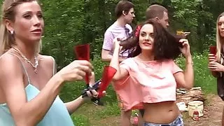Filthy college sluts turn an outdoor party into wild fuck