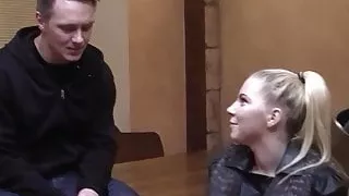Hot pickup fuck in a sauna gets the girl to cloud nine scene
