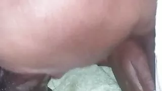 Juicy booty gagging on dick