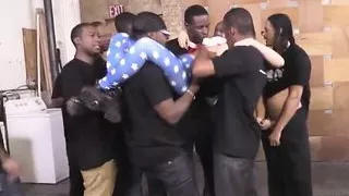 Valentina Nappi Orally Pleases A Bunch Of Black Cocks