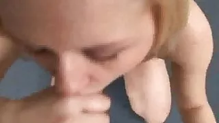 Blonde blowjob and facial cumshot