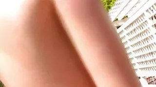 Jenny McClain strips her bikini top to free her big titties