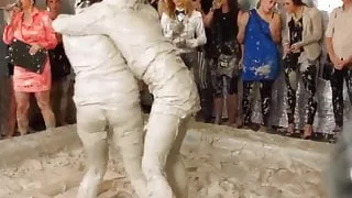 Euro glamour babes mudwrestling