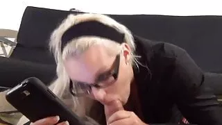 Texting while giving a Pantyhose Footjob