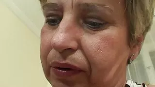 Young guy pounds old grandma on the couch