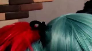 Blue haired Hatsune Miko creampied