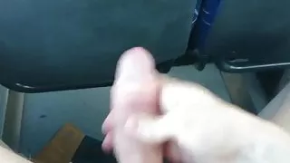 Flashing cumshot in public bus