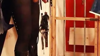 Masturbation on platform boots