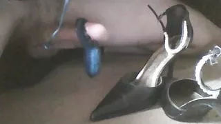 high heels cum sextoy handsfree cumming shoejob