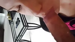 amateur girlfriend  gives sloppy deep blowjob and gets cum in mouth