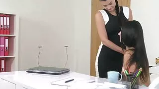 FemaleAgent Busty agent seduces shy beauty