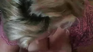 Chubby StepMom Strokes A Load Onto Her Tit