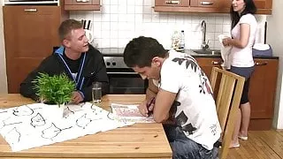 Gay fuck his buddy as she leaves