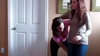 Cherry and Sarah testing their might