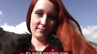 Redhead euro public fucked by fake agent