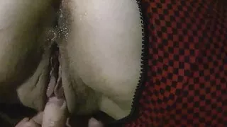 Wife's stretched ass toy'd before squirting on her sex suit.