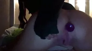 Scouse girl has a wank uses her toys