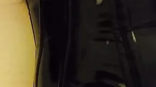 Amateur mouth and titty fucked in pvc skirt corset and heels