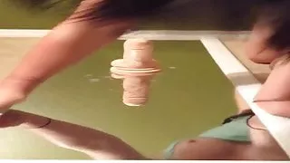 Sexy amateur wife eating her own cum