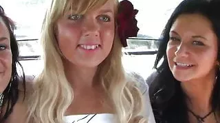 College pornstars Ivanka and Liana flashing