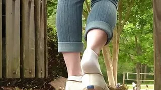 Jasmine standing shoeplay in Keds PREVIEW