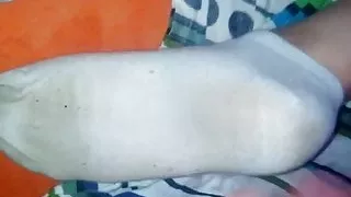 Cum on Girlfriends feets in white socks