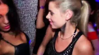 Dickloving eurobabe pounded by stripper while sucking cock