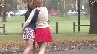 Busty lesbian babe licked out by cute blondie