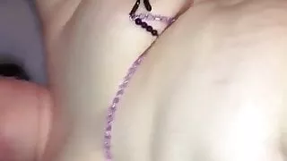 Fucking the wife trying out her new nipple clamps