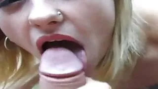 Sequential Cumshot On Hot Blondie With Pierced Tongue