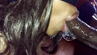 Dominican lips sucks cock and spit bubbles