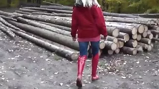 Rain Boots in Woods