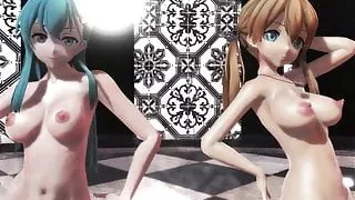 MMD 2 Babes Big Tits Sweet Asses Hairy & Bald Pussy GV00110