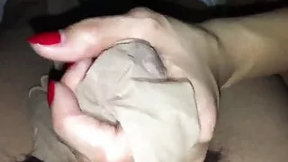 Valentines Day pantyhose handjob
