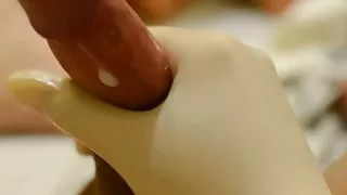 Nurse Handjob with wet latex gloves behind me part 2