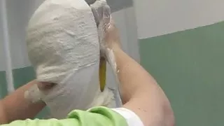 Fully casted mummified girl