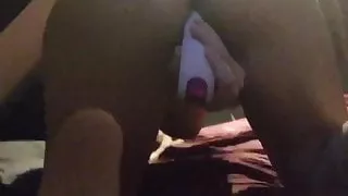 girlfriend  play with dildo in doggy style