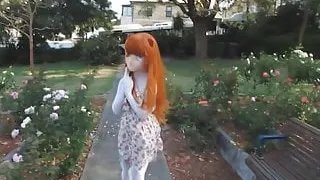 Kigurumi girl in the park :3