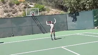 Topless tennis with Dani Daniels & Cherie DeVille