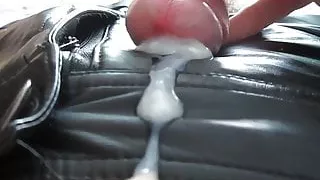 Leather shorts and satin panties.