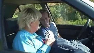 Old granny getting nailed in the car