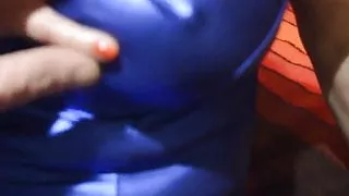 My sexy slutt in blu shiny dress