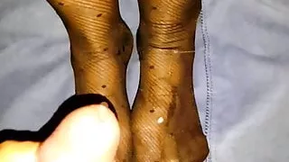 Nylon and cum slow motion