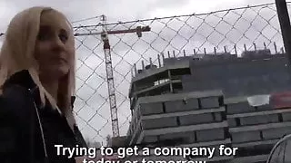 Juicy blonde chick in stockings fucked hard on the bed