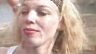 small tit blond outdoor bukkake