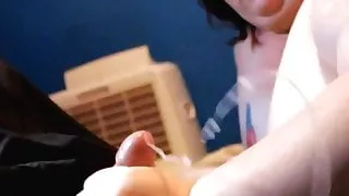 Bbw handjob with big cumshot